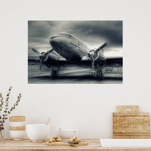 Air Plane Aviation Dakota DC-3 Poster (Keuken)