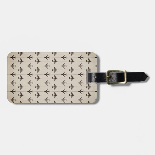 Air Plane Retro Patroon Bagagelabel (Voorkant horizontaal)