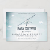 ** Air Plane Sky Clouds Baby Boy Shower Kaart (Voorkant)