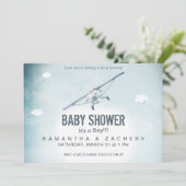 ** Air Plane Sky Clouds Baby Boy Shower Kaart (Staand voorkant)