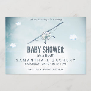 *~* Air Plane Sky Clouds Baby Boy Shower Kaart