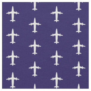 Air Planes Navy Blue White Stof
