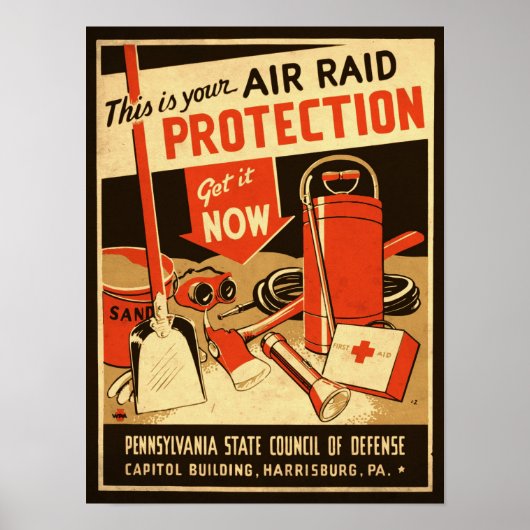 Air Raid Poster uit 1943 (reproductie) (Voorkant)