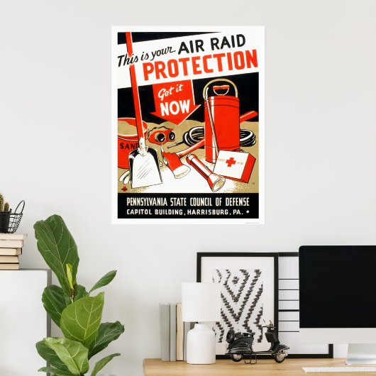 Air Raid Protection 1943 WPA Poster (Thuiskantoor)