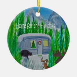 Air stream sneeuwgebonden retro camper ornament