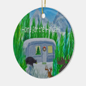 Air stream sneeuwgebonden retro camper ornament (Links)