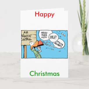 Air Traffic Control Comic Happy-kerstkaart Feestdagen Kaart