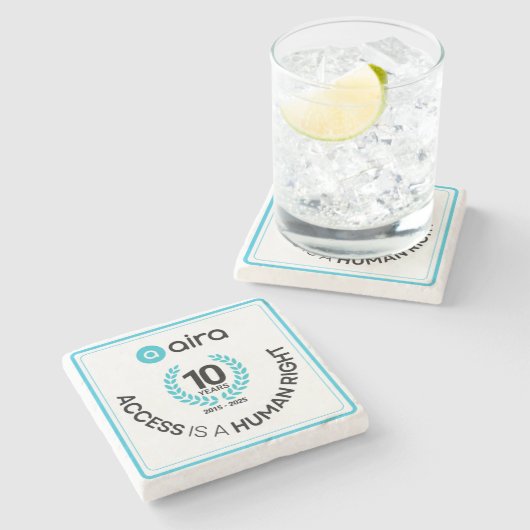 Aira 10e Verjaardag/Jubileum Marmeren Onderzetter (Zijkant)