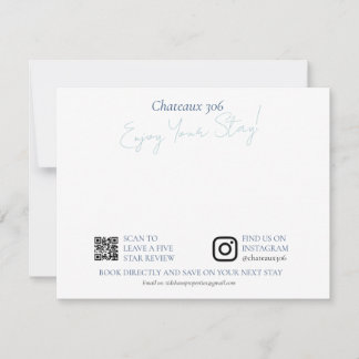 Airbnb and Rental Property Custom Welcome Note Notitiekaartje