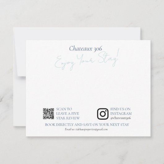 Airbnb and Rental Property Custom Welcome Note Notitiekaartje (Voorkant)