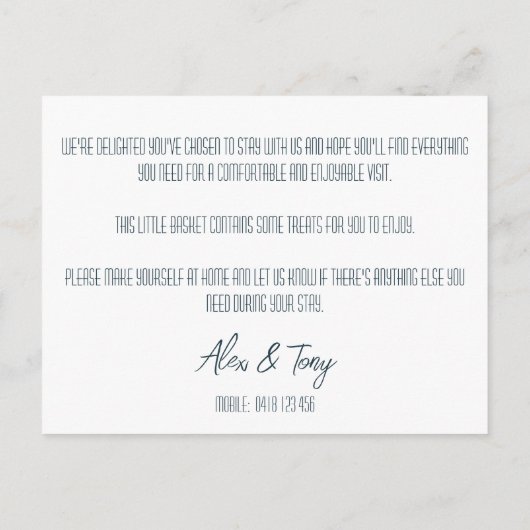 Airbnb Dank u kaart, vakantiewoning welkom Uitnodiging Briefkaart (Achterkant)