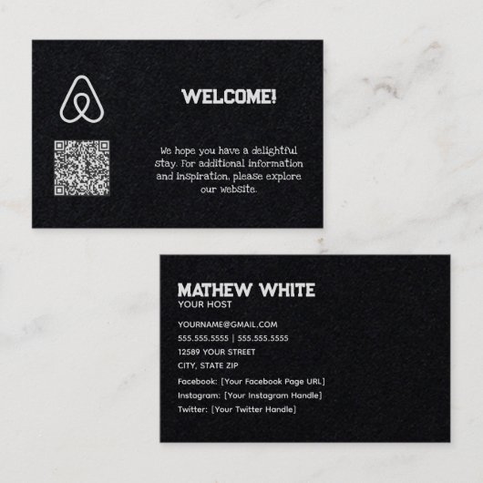 🏠 Airbnb Eigenaar Aangepaste QR Visitekaartje (Voorkant / Achterkant)