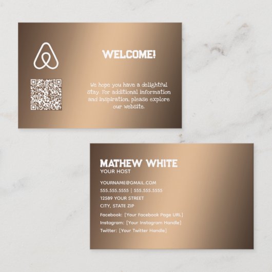 🏠 Airbnb Eigenaar Aangepaste QR Visitekaartje (Voorkant / Achterkant)