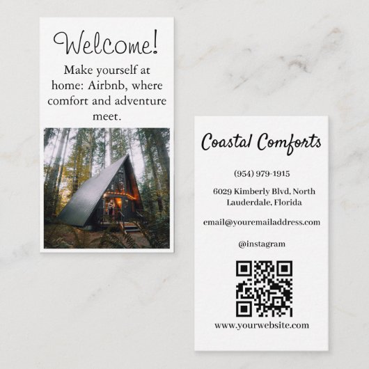 Airbnb Huis verhuur afbeelding en QR code Modern Visitekaartje (Voorkant / Achterkant)