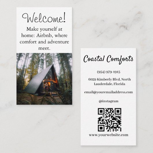 Airbnb Huis verhuur afbeelding en QR code Modern Visitekaartje (Voorkant / Achterkant)