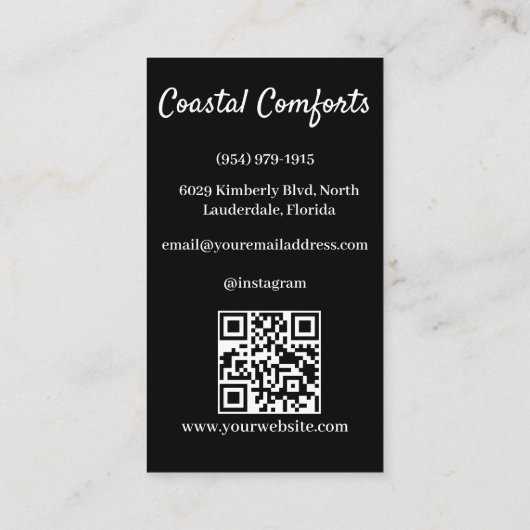 Airbnb Huis verhuur afbeelding QR code Modern Zwar Visitekaartje (Achterkant)