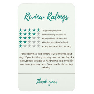 Airbnb Ratings 5-sterren koelkast Magnetische gast Magneet