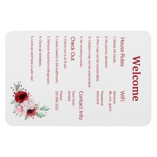 Airbnb Vrbo Welcome Sign Sjabloon Magnet Magneet (Horizontaal)