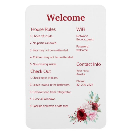 Airbnb Vrbo Welcome Sign Sjabloon Magnet Magneet (Verticaal)