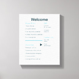 Airbnb Vrbo Welcome Sign Sjabloon Rental Guide Canvas Afdruk