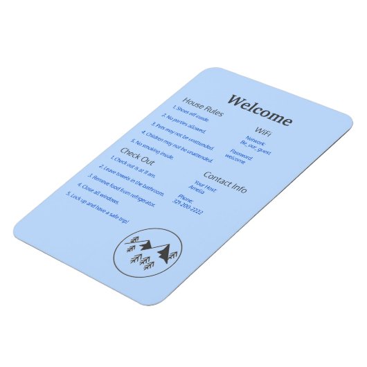 Airbnb Vrbo Welkom Teken Sjabloon Gids Cabin Magneet (Linkerzijde)