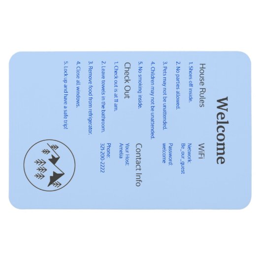 Airbnb Vrbo Welkom Teken Sjabloon Gids Cabin Magneet (Horizontaal)