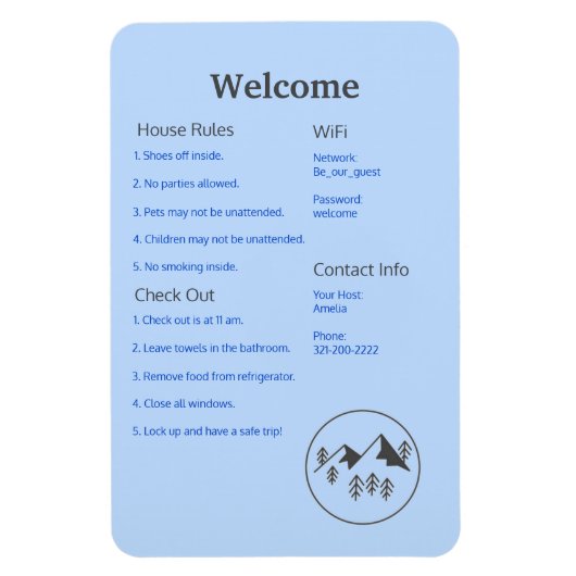 Airbnb Vrbo Welkom Teken Sjabloon Gids Cabin Magneet (Verticaal)