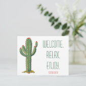 Airbnb Welcome Basket Card Personalized Cactus Uitnodiging Briefkaart (Staand voorkant)