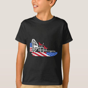 Airboat 4 juli Usa-vlag moerasboot ventilatorboot  T-shirt