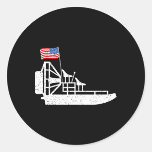 Airboot 4 juli Vlag van de VS Moerasboot Waaiersbo Ronde Sticker