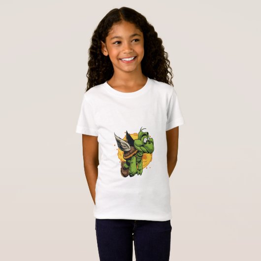 Airborne Cartoon Turtle T-shirt (Voorkant volledig)