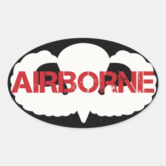 Airborne Crest op ZWART Ovale Sticker (Voorkant)