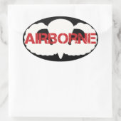 Airborne Crest op ZWART Ovale Sticker (Tas)