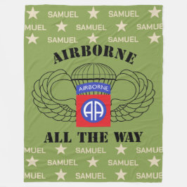 Airborne helemaal aangepaste naam Fleece Deken