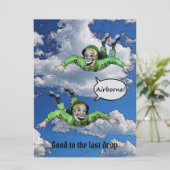 Airborne, legerspringparachutist, legercartoon kaart (Staand voorkant)
