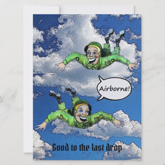 Airborne, legerspringparachutist, legercartoon kaart (Voorkant)