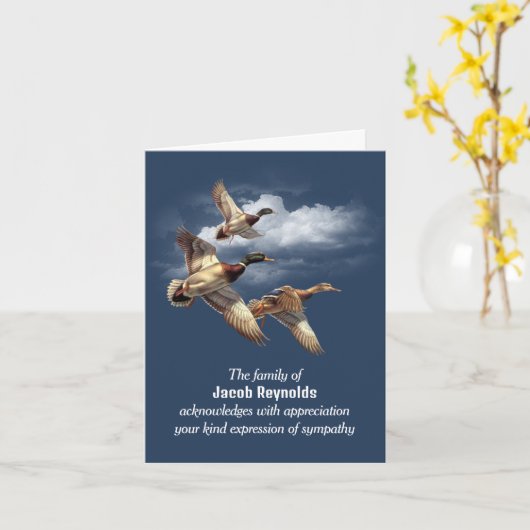Airborne Mallard Ducks Bedankt sympathie Kaart (Gele Bloem)