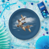 Airborne Mallard eenden op blauw Papieren Bordje (Feest)