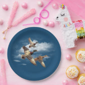 Airborne Mallard eenden op blauw Papieren Bordje (Feest)