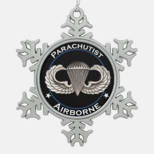Airborne Parachutist Tin Sneeuwvlok Ornament