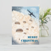 Airborne Paratroopers springen met kerst Feestdagenkaart (Staand voorkant)