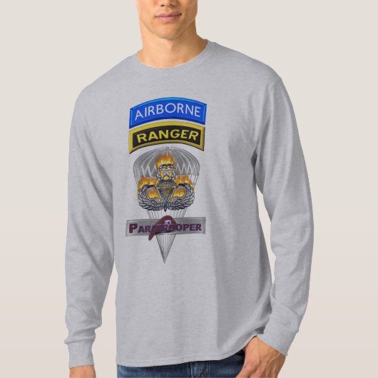 Airborne Ranger Master Flaming Parachutist Wings T-shirt (Voorkant)