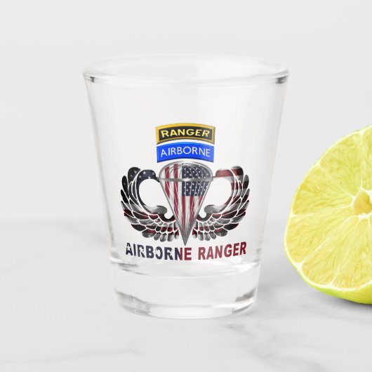 Airborne Ranger Silver Wings Shot Glas (Voorkant)