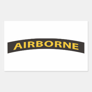 Airborne tab zwart/goud rechthoekige sticker
