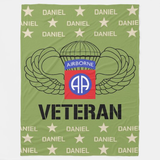 Airborne Veteran Custom Name Fleece (Voorkant)