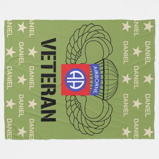 Airborne Veteran Custom Name Fleece (Voorkant (Horizontaal))