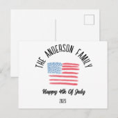 Airbrush Amerikaanse Vlag Gepersonaliseerde Famili Feestdagenkaart (Voorkant / Achterkant)