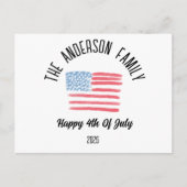 Airbrush Amerikaanse Vlag Gepersonaliseerde Famili Feestdagenkaart (Voorkant)