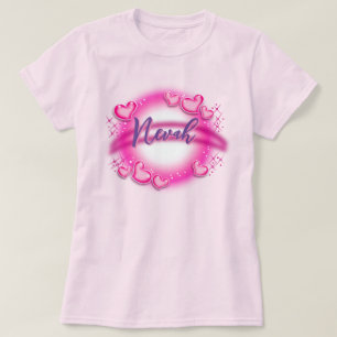 Airbrush naam op maat - roze T-shirt