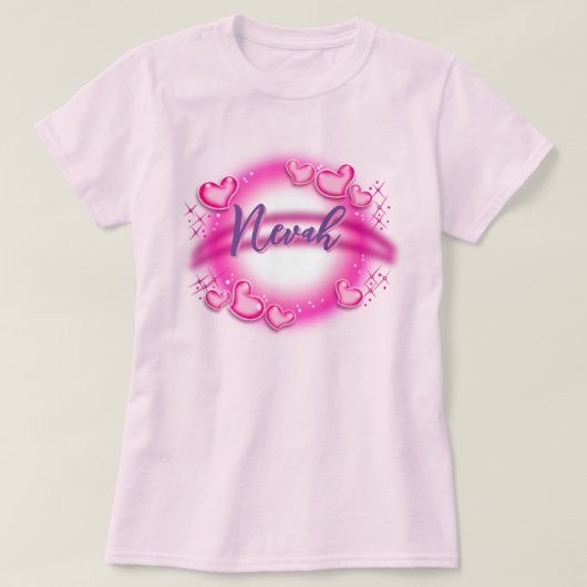 Airbrush naam op maat - roze T-shirt (Design voorkant)